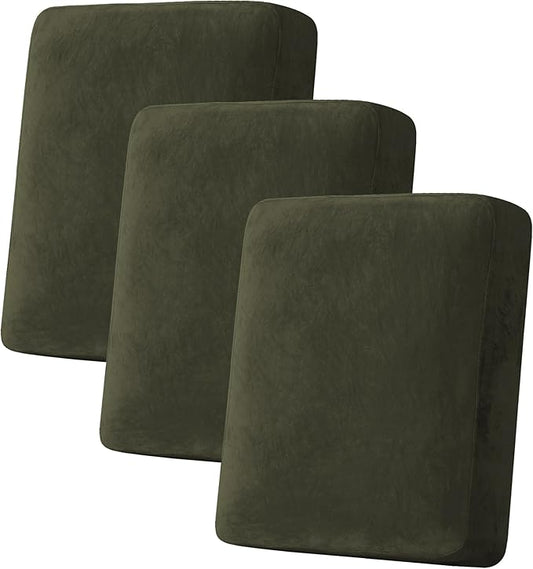 H.VERSAILTEX Velvet Stretch Couch Cushion Cover Plush Cushion Slipcover by HVERSAILTEX