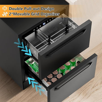 24 Inch Under Counter Dual Drawer Beverage Fridge, Weather Proof Outdoor - Image 5