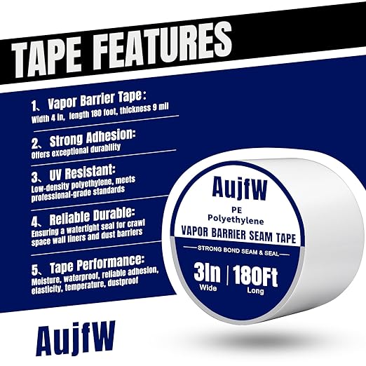 Vapor Barrier Tape, 6 Roll, Polyethylene Tape, - Image 3