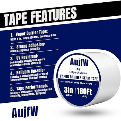 Vapor Barrier Tape, 6 Roll, Polyethylene Tape, - Image 3