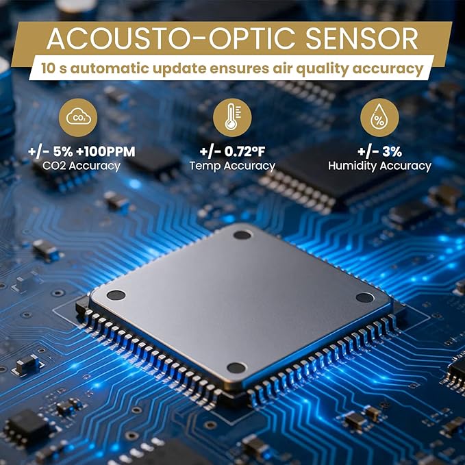CO2 Monitor Air Quality Monitor Indoor Battery Powered, Carbon Dioxide Detector - Image 2