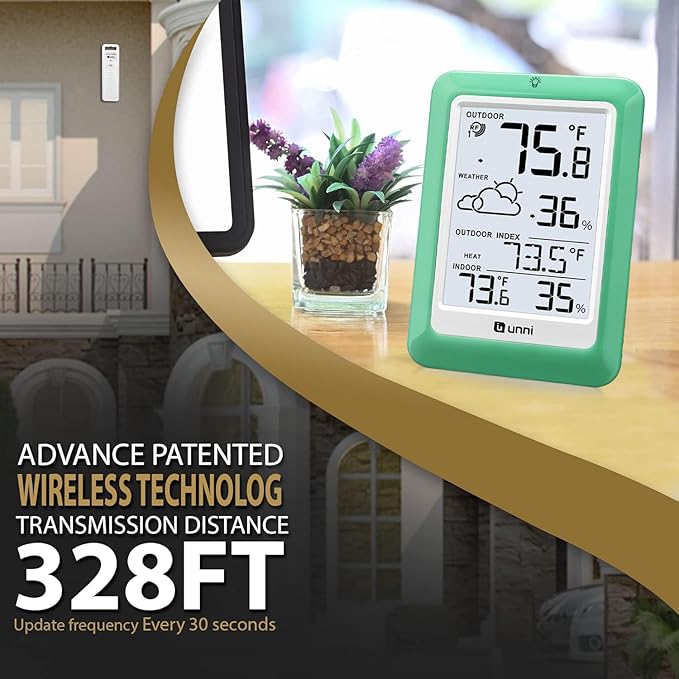 Indoor Outdoor Thermometer Wireless, Temperature Humidity Monitor Battery - Image 2
