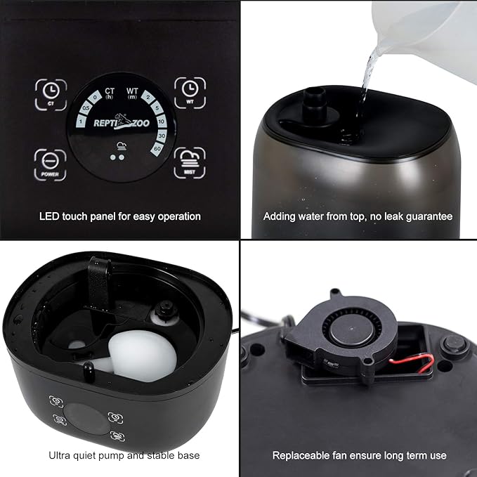 REPTI ZOO 4L Reptile Fogger Mister Tank, Terrariums Digital Tank Timing - Image 3
