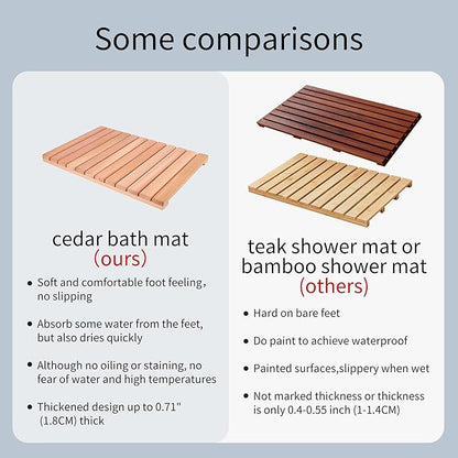 bingaai Cedar Wood Shower Mat, Cedar Wooden Bath Mats, Wood Bath Mat 23.6 × - Image 5