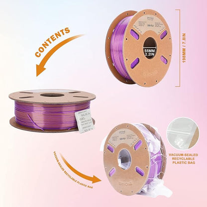 ERYONE Silk Dual Color PLA Filament 3D Printer 1.75mm +/- 0.03mm, Bicolor - Image 6