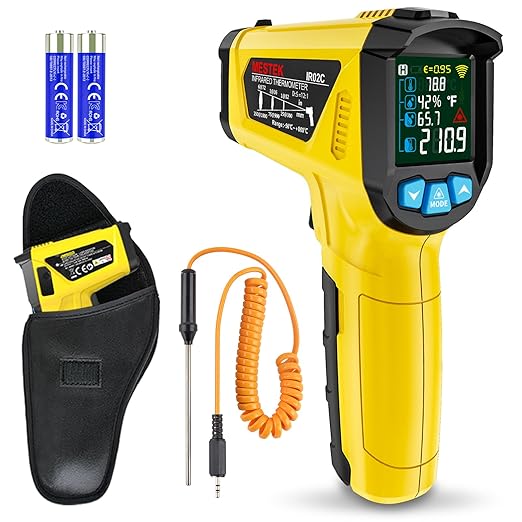 MESTEK Infrared Thermometer Gun -58°F to 1472°F, Digital Temperature Gun/K-Type by MESTEK