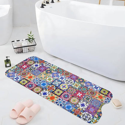 Boho Bathtub Mat Non Slip, Vintage Bath Tub Mat Baby Bath Mats - Image 6