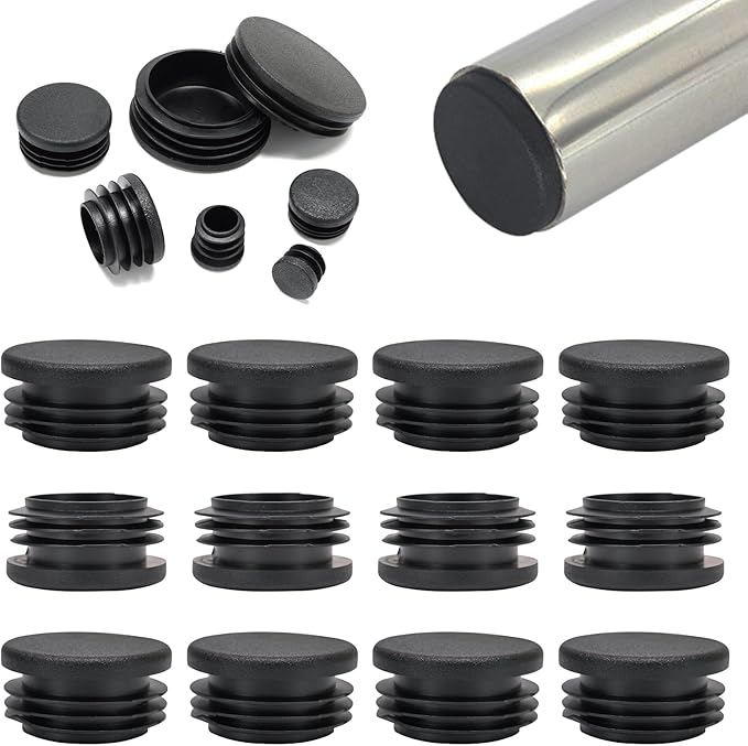 1-1/2" Plastic Hole Plugs Black -Round Chair Leg Caps, Flush Mount Pipe Plugs by EASYEAH