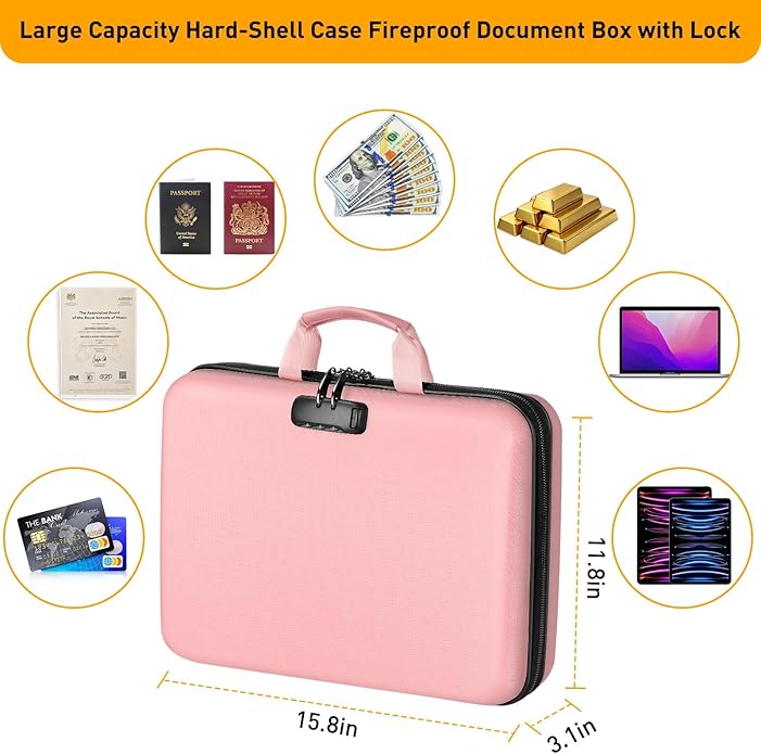 Fireproof Document Organizer Bag, 5200℉ File Organizer Safe Box, Hard Shell - Image 8