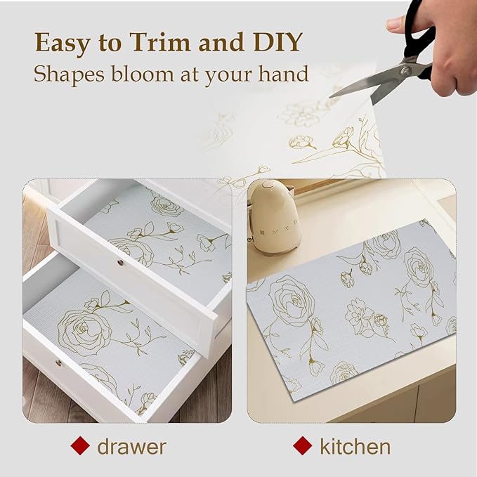 Moriah Shelf Liner Non Adhesive, Kitchen Drawer Liner Non Slip Waterproof - Image 5