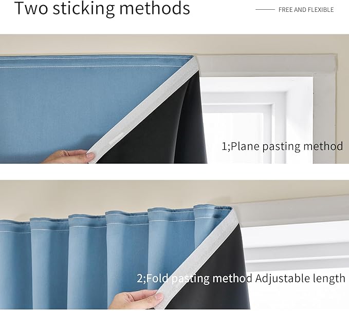 Adhesive Curtain 100% Blackout No-Drill Easy Install - Image 5