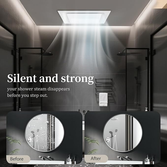 Bathroom Exhaust Fan 12" Panel Ultra Quiet without Light（10x10 Mount）, 1.0 Sone - Image 6