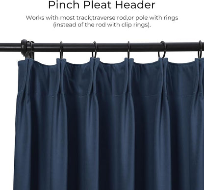 TWOPAGES Luxury Velvet Curtain Pinch Pleated Navy Blue Curtain 84 inch Long - Image 2