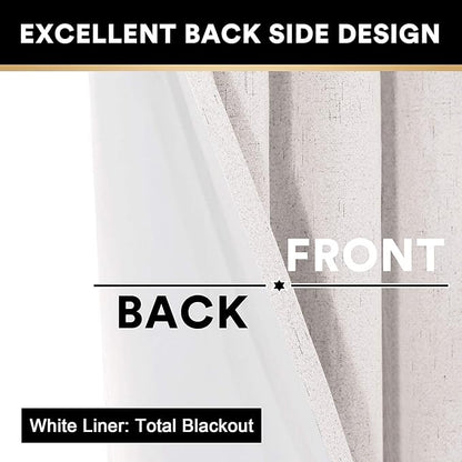 PrinceDeco Linen Blackout Curtains 108 Inch Blackout Curtains 100% Black Out - Image 5