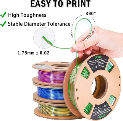 PLA Filament 1.75mm, Tri-Colors 3D Printer Filament, Rainbow PLA Filament Bundle - Image 7