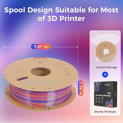 Sovol Silk PLA Filament Rotated Tri Color Co-Extrusion 1.75mm, Fast Change 3D - Image 8