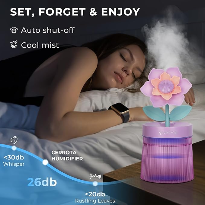 Cute Flower Mini Humidifier, 260ml Gardenia Desktop Humidifiers - Image 4