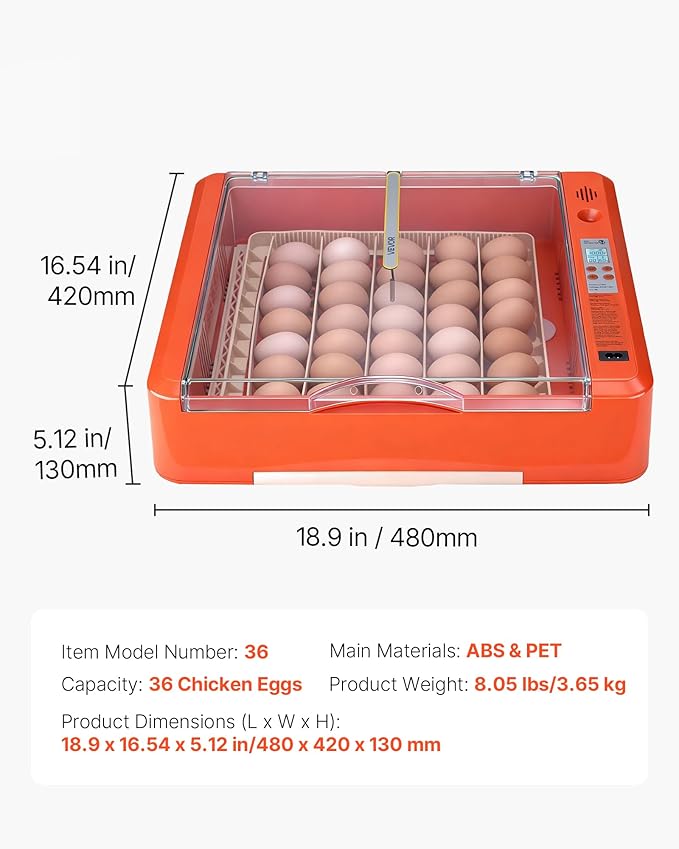 VEVOR 36 Egg Incubator, Automatic Egg Turner - Image 7