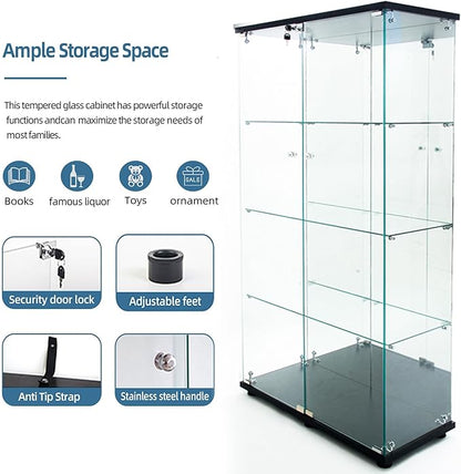Yoluckea 4 Tiers Glass Display Cabinet - Image 4