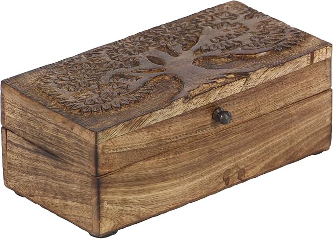 Deco 79 Mango Wood Floral Handmade Decorative Box Decorative Keepsake Boxes - Image 4