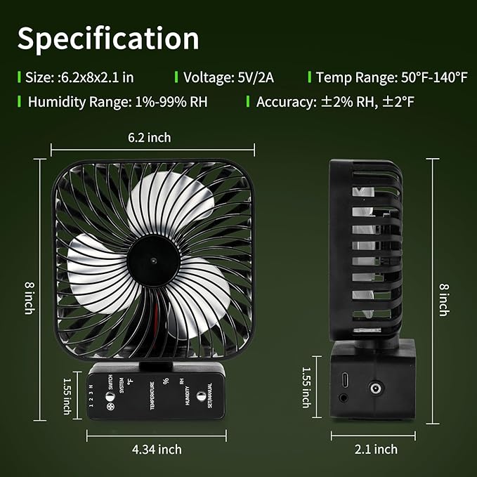 Grow Tent Fan 6”, LCD Display - Image 2