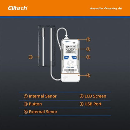 Elitech Bluetooth Temperature Humidity Data Logger FDA Standards, - Image 7