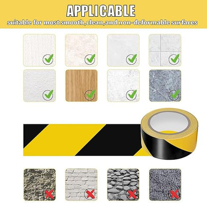 Hazard Tape 2 Inch x 108 Feet Black & Yellow Ultra-Adhesive Hazard Warning - Image 3