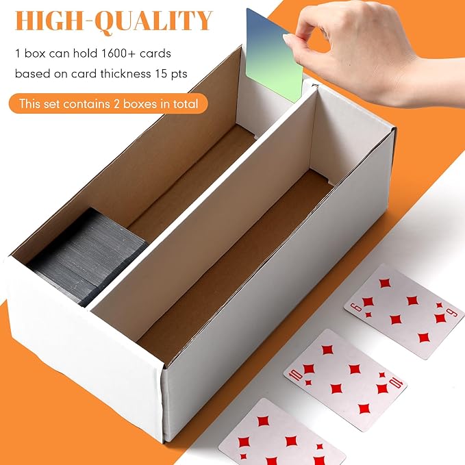 Yexiya 2 Pack 1600 Count Trading/Gaming Card Storage Box 2 Row Cardboard - Image 2