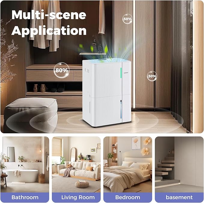 COSTWAY 96 Pints Dehumidifier for Basement, 8000 Sq.Ft Dehumidifier - Image 6