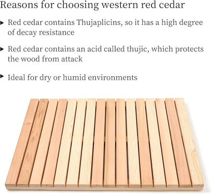 bingaai Cedar Wood Shower Mat, Cedar Wooden Bath Mats, Wood Bath Mat 31.5 × - Image 2
