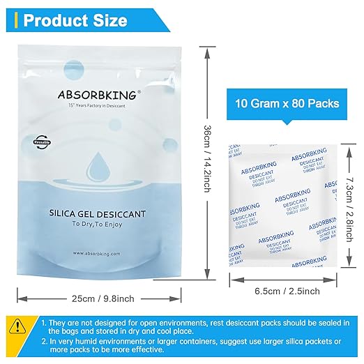 Desiccant Packs for Storage – 10 Gram 80 Packs Moisture Absorbers for Food - Image 3