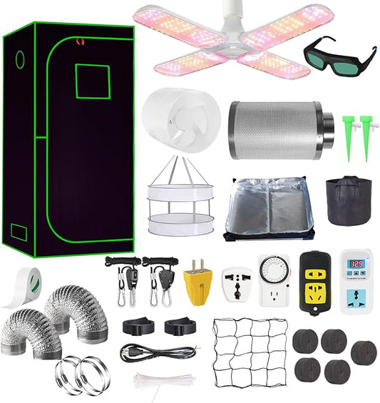 4x4 Grow Tent Kit Complete High Reflective Mylar Indoor Grow Tent 48"x48"x80"+ by iMeshbean