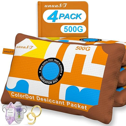 4 x 500 Grams Rechargeable Silica Gel Car Dehumidifier, unuaST Color Indicating by unuaST