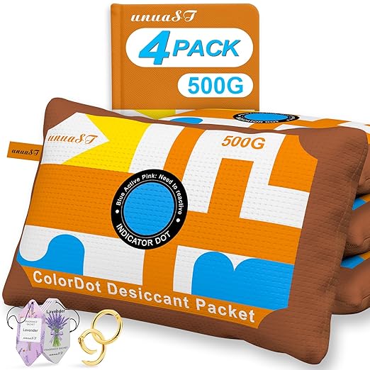 4 x 500 Grams Rechargeable Silica Gel Car Dehumidifier, unuaST Color Indicating by unuaST