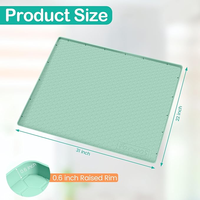 Waterproof Under Sink Mat 31" x 22", Silicone Cabinet Liner, Rubber Protector - Image 2
