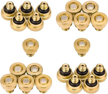 Brass Misting Nozzles for Outdoor Cooling System 22 pcs, 0.012" Orifice 10/24 by Aootech