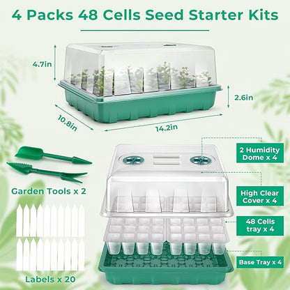 192 Cells Seed Starter Tray, 4 Packs Seed Starter Kit - Image 6