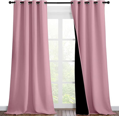 NICETOWN Crystal Pink Full Shade Curtain Panels, Pair of Thermal Insulated & by NICETOWN