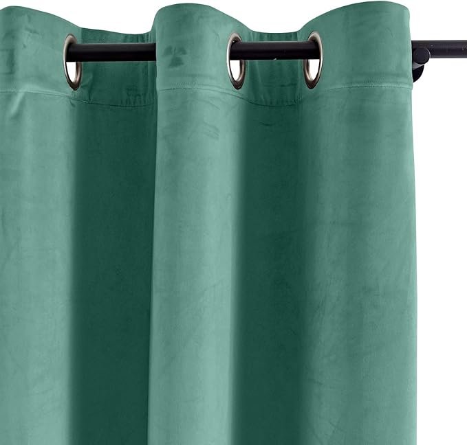 ChadMade Extra Long Blackout Lined Premium Velvet Curtain Teal 72Wx120L Inch - Image 2