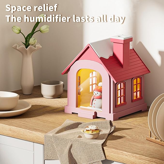 Christmas Village Houses Humidifier 500ml, Cute Snow House Cool Mist Humidifier - Image 2