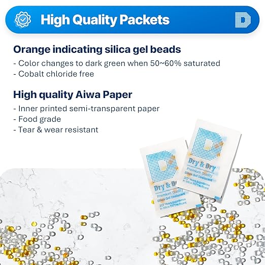 Dry & Dry 2 Gram Orange Indicating Silica Gel Packets Desiccants - Image 2