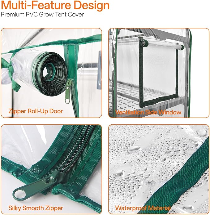 Bstrip Indoor Greenhouse with Grow Light, 4-Tier Mini Green House, Zippered PVC - Image 7
