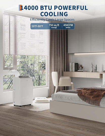 14000 BTU Portable Air Conditioner - 3 in-1 AC Unit - Image 2