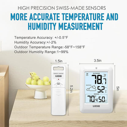 Indoor Outdoor Thermometer Wireless Weather Station, Internal External - Image 3