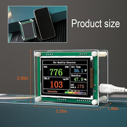 Indoor 5-in-1 Air Quality Monitor, CO2 Carbon Dioxide Detector, CO2 Monitor - Image 2