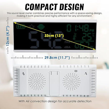 Decibel Meter 13 inches 30~130dB Sound Level Meter, Large LCD Display Wall - Image 7