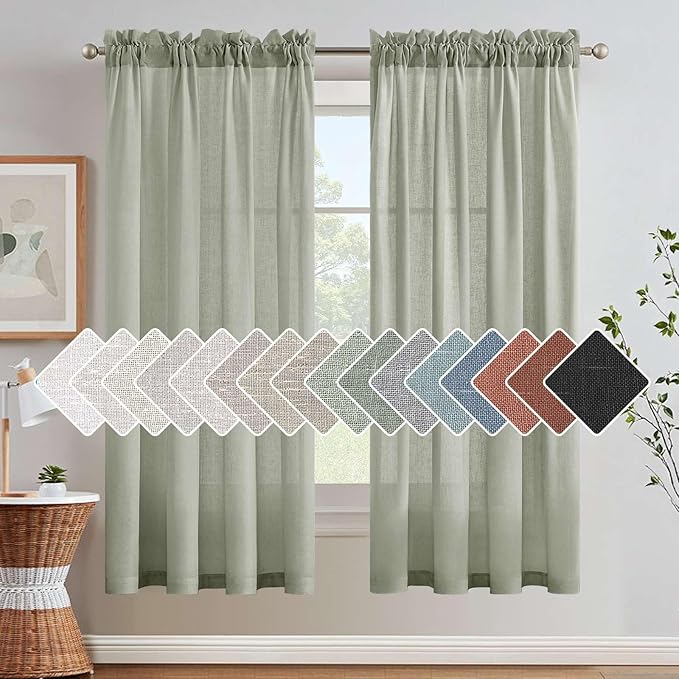 H.VERSAILTEX Linen Curtains Elegant Natural Linen Semi Sheer Curtains Energy by HVERSAILTEX