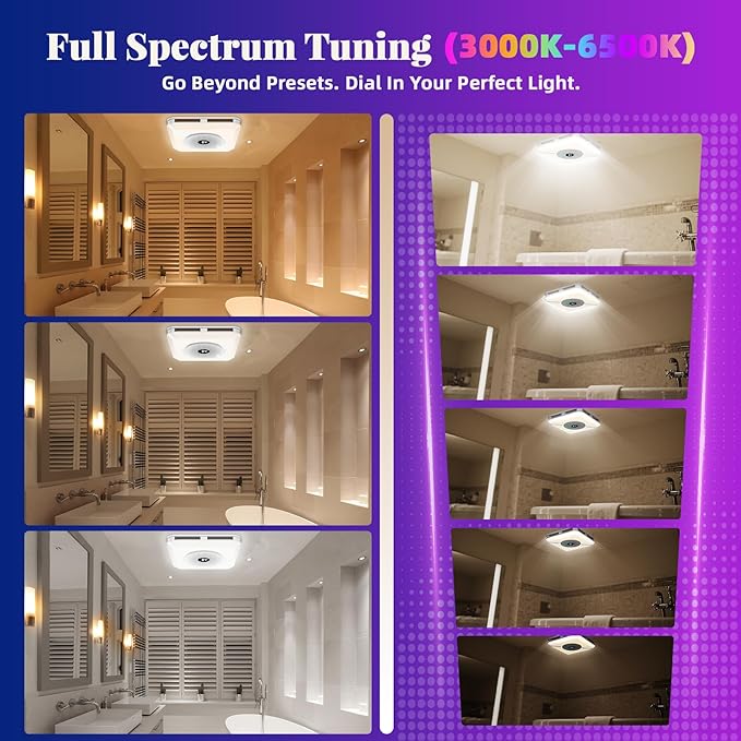 Bathroom Exhaust Fan with Speaker & Light Plug & Play, Dual Speakers, 230 CFM - Image 7