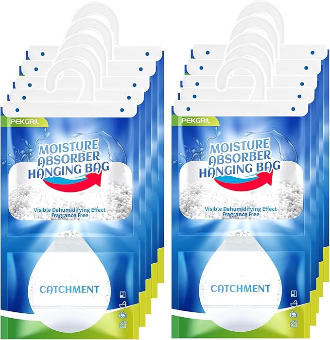 PEKGRIL Moisture Absorber Bags 10 Packs, 15 oz Hanging Dehumidifier Bags by WelcometoPEKGRIL