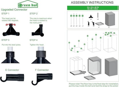 Grow Tent 24"x24"x48" 600D Mylar Hydroponic Indoor Grow Tents - Image 8